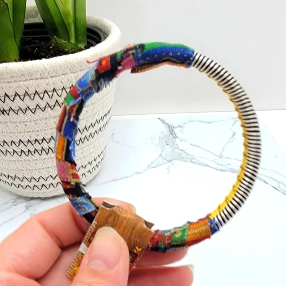 World Market | mixed media colorful Bohemian bangle bracelet NWT